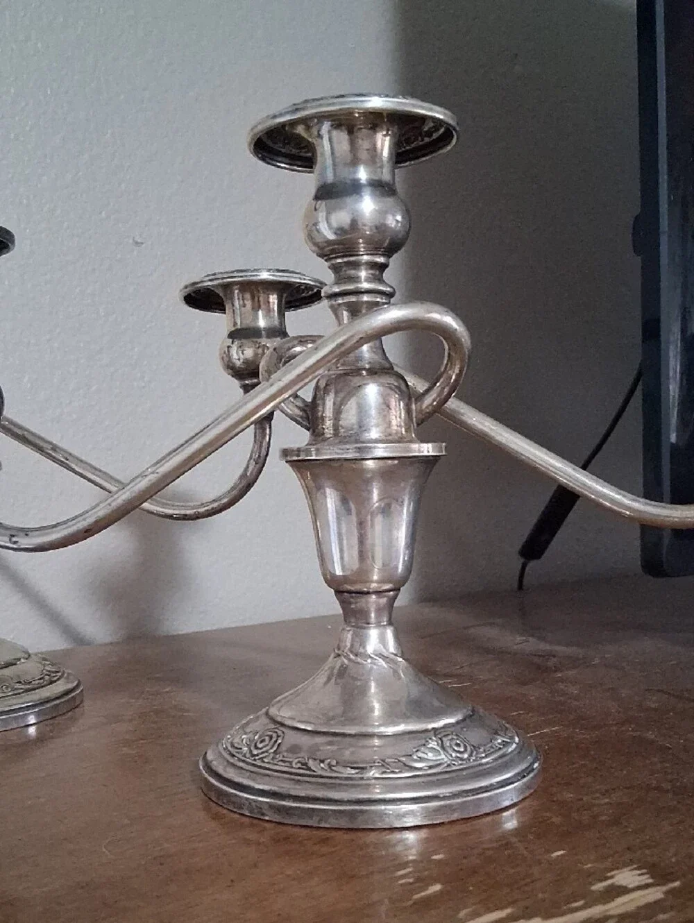 5-Arm Silver Candelabra Centerpiece - Home Accents